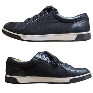 Cole Haan Black Leather Canvas Vartan Sport Lace Up Sneakers Shoes 8 1/2 M